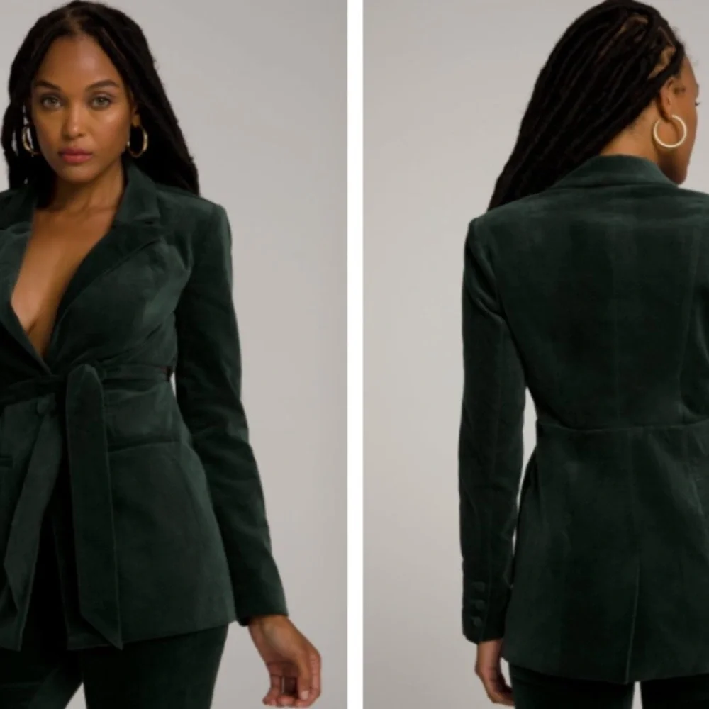 Good American Green Velvet Holiday Blazer Size Large - Picture 8 of 12